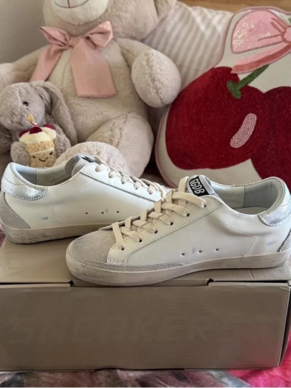 Golden Goose White Sneakers with Gold Glitter Star